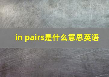 in pairs是什么意思英语